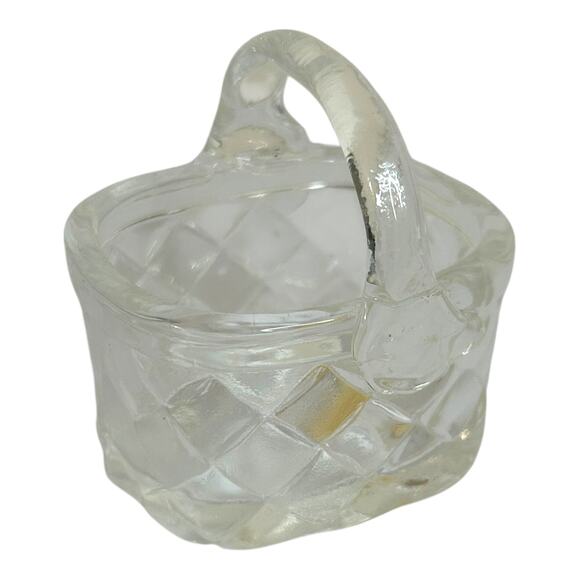 Vintage Midwest Importers Glass Mini Braided Design Basket Toothpick Holder - Picture 1 of 8